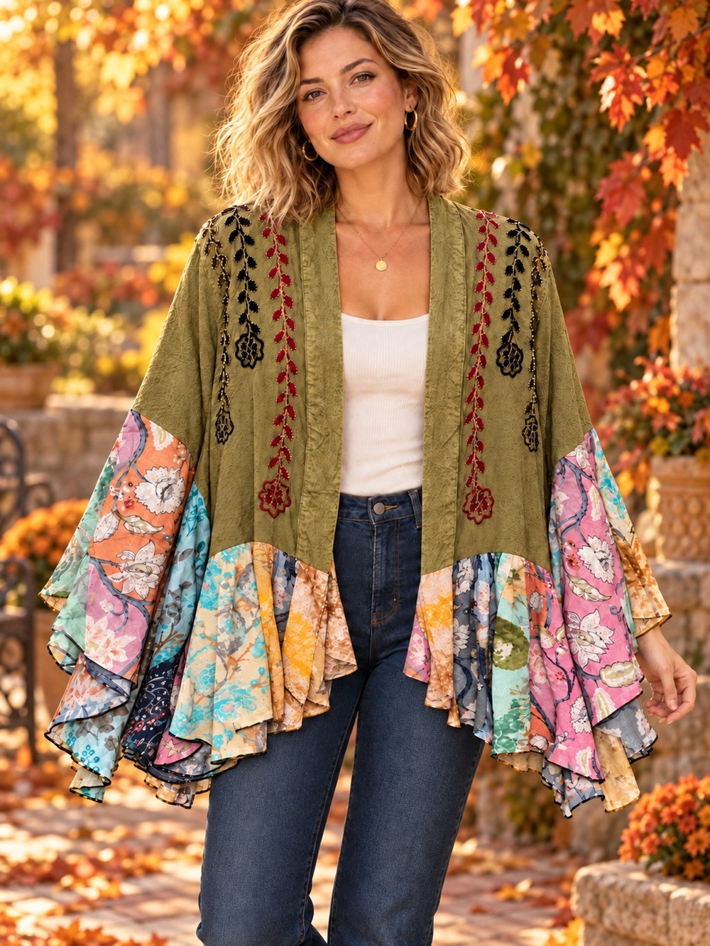 Young Threads Embroidered Kimono Cardigan - NWT